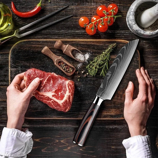 Couteau Santoku en Acier Carbone - Seika (成果)