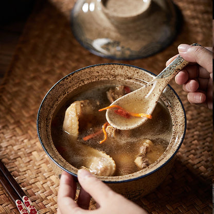 Bol à Ramen floral en porcelaine avec couvercle - Suki (好き)